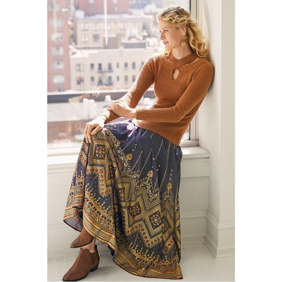 Soft Surroundings Dresses & Skirts - Soft Surroundings Kismet Metallic Boho Maxi Skirt Purple Gold Size XL H14238
